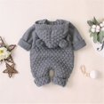 thumbnail image 2 of Newborn Baby Boy Girls Bear Ear Knit Romper Hooded Wool Sweater Jumpsuit Outfits, 2 of 3