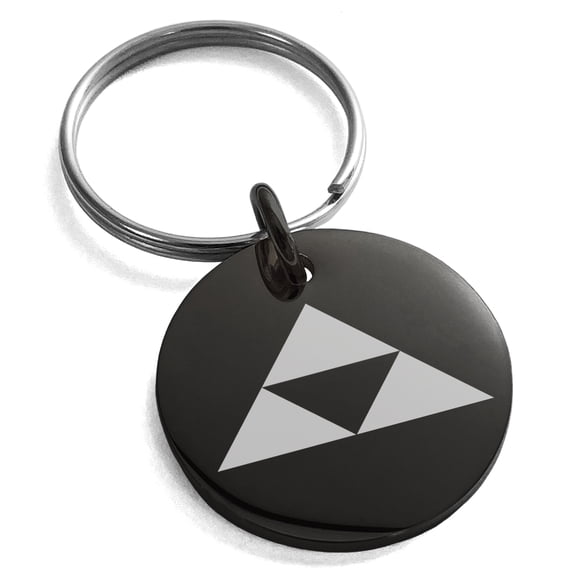 Stainless Steel Houjou Samurai Crest Engraved Small Medallion Circle Charm Keychain Keyring