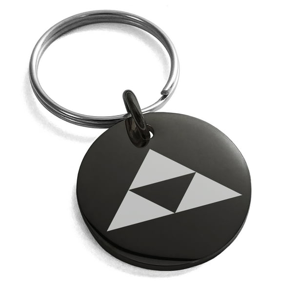 Stainless Steel Houjou Samurai Crest Engraved Small Medallion Circle Charm Keychain Keyring