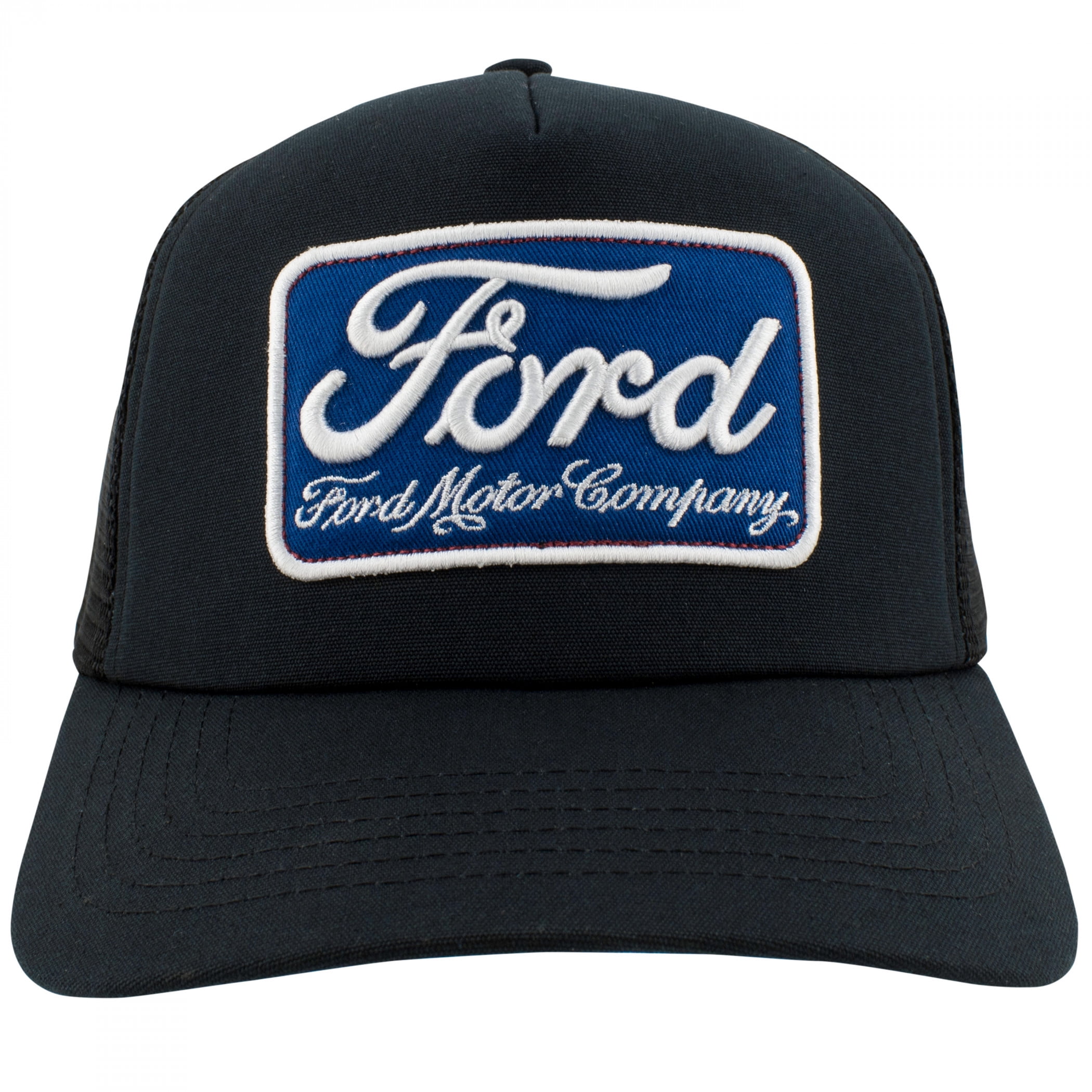 Ford Motor Company Men's Trucker Hat 3D Embroidered Patch Snapback Cap (Dark Navy)