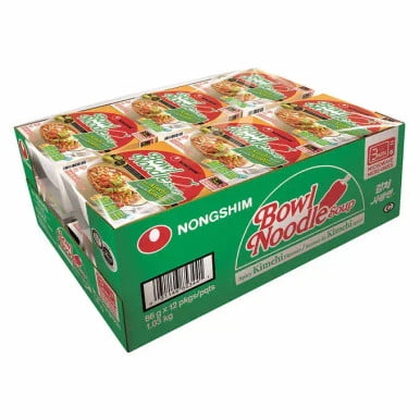 Nongshim Spicy Kimchi Bowl Noodle Soup 86g (12 PACK) | Authentic Korean Flavor