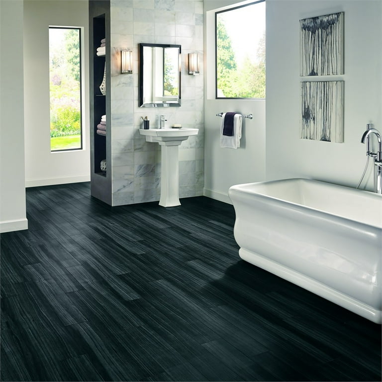 Armstrong Flooring Luxe w/Rigid Core Raven 6-in Wide x 8-mm Thick Waterproof Interlocking Luxury Vinyl Plank Flooring (27.39-sq ft) Armstrong Flooring Luxe w/Rigid Core Raven 6-in Wide x 8-mm Thick Waterproof Interlocking Luxury Vinyl Plank Flooring (27.39-sq ft)