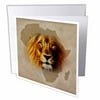 3dRose King of the Jungle Lion and Africa Map art original, Greeting Cards, 6 x 6 inches, set of 12