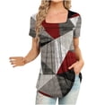thumbnail image 1 of Sentuca Short Sleeve Casual Tops for Women Square Neck Soft Print Tops, 1 of 5
