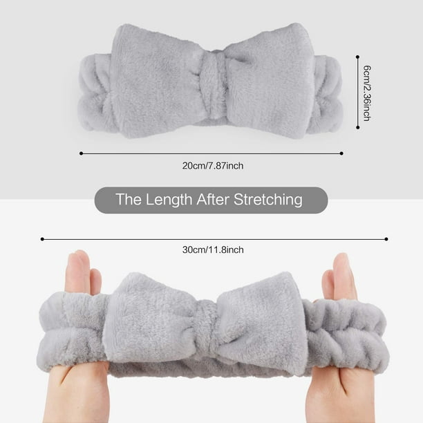 Bow Hair Bands Spa Headband for Washing Face Makeup Headband For Women  Light Grey 3Pack 