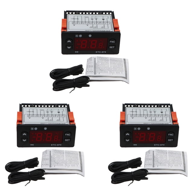 2X ETC-974 Controlador de Temperatura Digital Microordenador Termostatos Termostato Alarma de Refrigeración 220V Sensor NTC