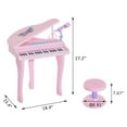 thumbnail image 4 of Qaba 37 Key Kids Toy Baby Grand Digital Piano with Microphone and Stool - Pink, 4 of 7