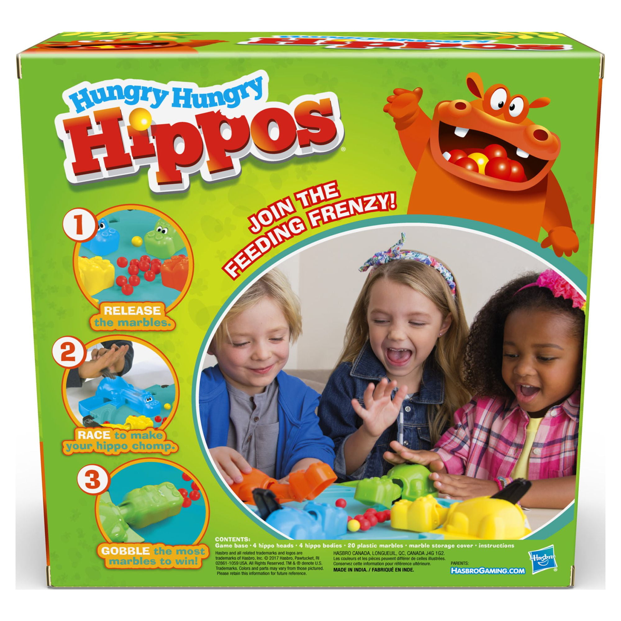 Hungry Hungry Hippos Board Game for Kids and Family Ages 4 and Up, 2-4 Players