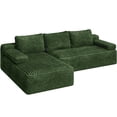 thumbnail image 5 of Yaheetech 110" 3-Seat L-Shaped Sofa Modular Sectional Sofa Corduroy Cloud Couch with 2 Armrests and Detachable Pillows for Living Room, Green, 5 of 5