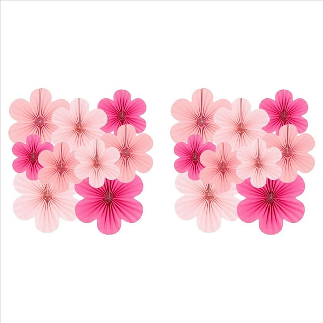 18X Juego de Flores de Abanico de Papel Rosa, Decoraciones para Fiestas, Abanicos de Papel, Pompones Florales y Guirnaldas para Bodas, Cumpleaños
