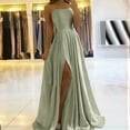 thumbnail image 2 of Elegante vestido de noche multicolor con escote en V y tirantes finos de satén brillante, 2 of 5