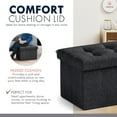 thumbnail image 4 of Ornavo Home 1 Pack Small Storage Ottoman Foldable Collapsible Rectangle Linen Ottoman Foot Rest Stool Seat, for Living Room, Bedroom, Home Office, Dorm - 12 x 16 x 12, Linen Black, 4 of 7