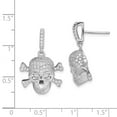 thumbnail image 2 of FB Jewels Sterling Silver Rhodium-plated & CZ Skull Dangle Post Earrings, 2 of 2