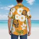 thumbnail image 4 of Fotbe White Floral and Butterflies Camisa Hawaiana para Hombre Unisex – Camisa Casual de Verano con Botones de Manga Corta de Algodón y Lino,Small, 4 of 7