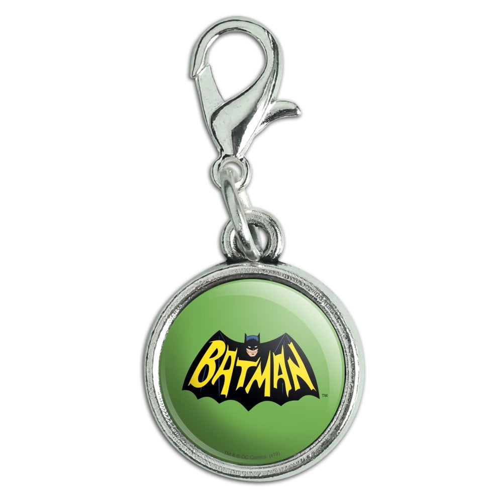 Batman Classic TV Series Logo Antiqued Bracelet Pendant Zipper Pull Charm with Lobster Clasp