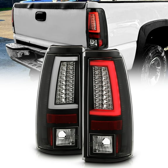 Blk 1999-2002 Chevy Silverado 99-06 GMC Sierra LED Tube Tail Lights Brake Lamps