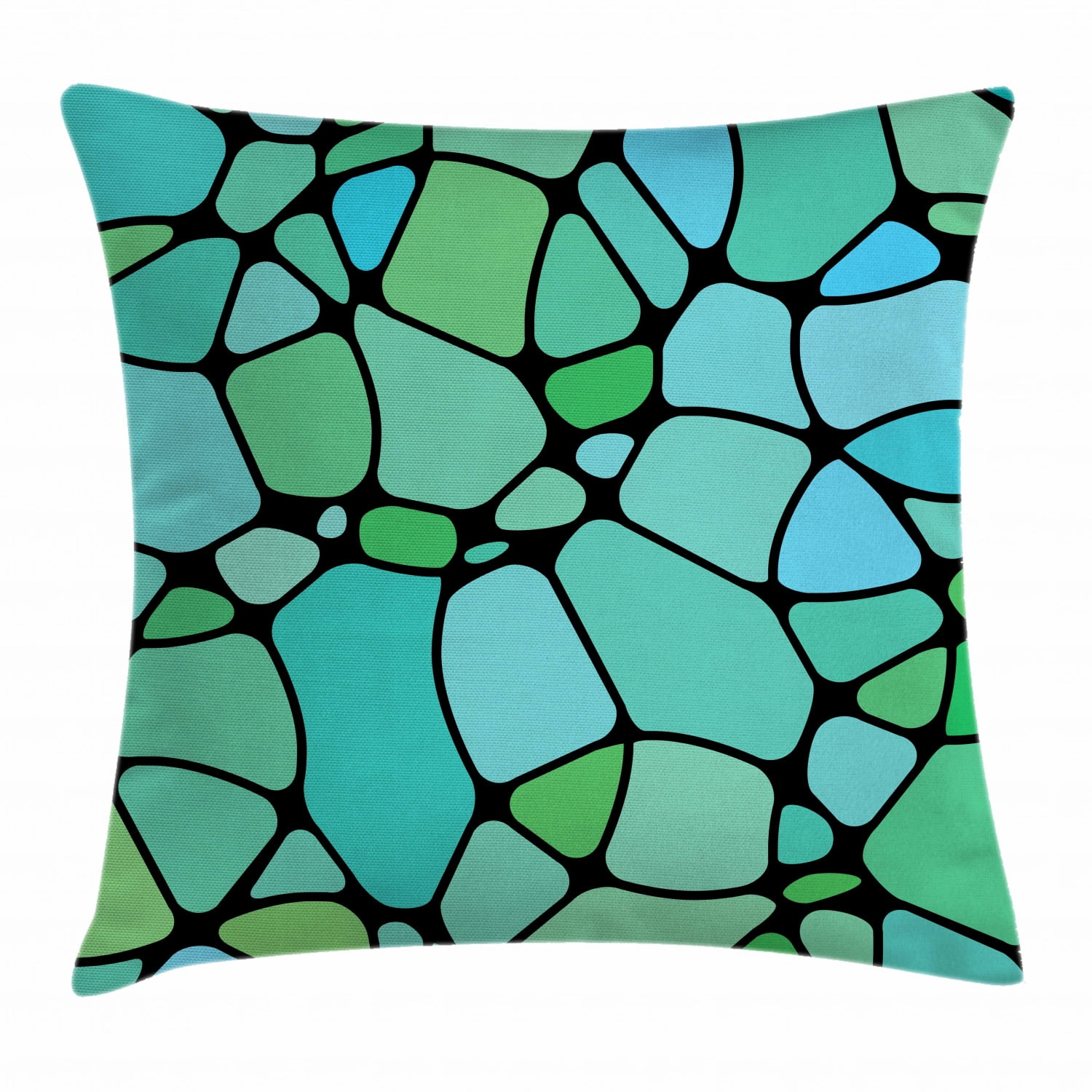 Seafoam Throw Pillow Cushion Cover, Mosaic Geometric Pattern Vintage