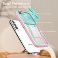 thumbnail image 6 of JTCASES for Samsung Galaxy S23 Case with Slide Camera Cover Anti-yellow Crystal-clear Transparent Backplane Rugged PC Anti-slip Shockproof Hard Back Protective Shell, Blue, 6 of 7