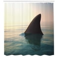 thumbnail image 3 of Ambesonne Fishing Theme Shower Curtain, Shark Fin Above Ocean, 69"Wx75"L, Multicolor, 3 of 3