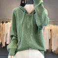 thumbnail image 4 of Women's Zip Up Hooded Cardigan Oversized Soft Warm Knit Sweater Casual Long Sleeve Open Front Fall Winter Pullover for Outdoors and Lounge, 4 of 7