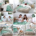 thumbnail image 5 of 3 Piece Green Brown Ombre Duvet Cover Set Queen Size,Microfiber Comforter/Quilt Cover with Corner Ties and 2 Pillowcases,Modern Geometric Abstract Aesthetic Cream Soft Bedding with Zipper Closure, 5 of 8