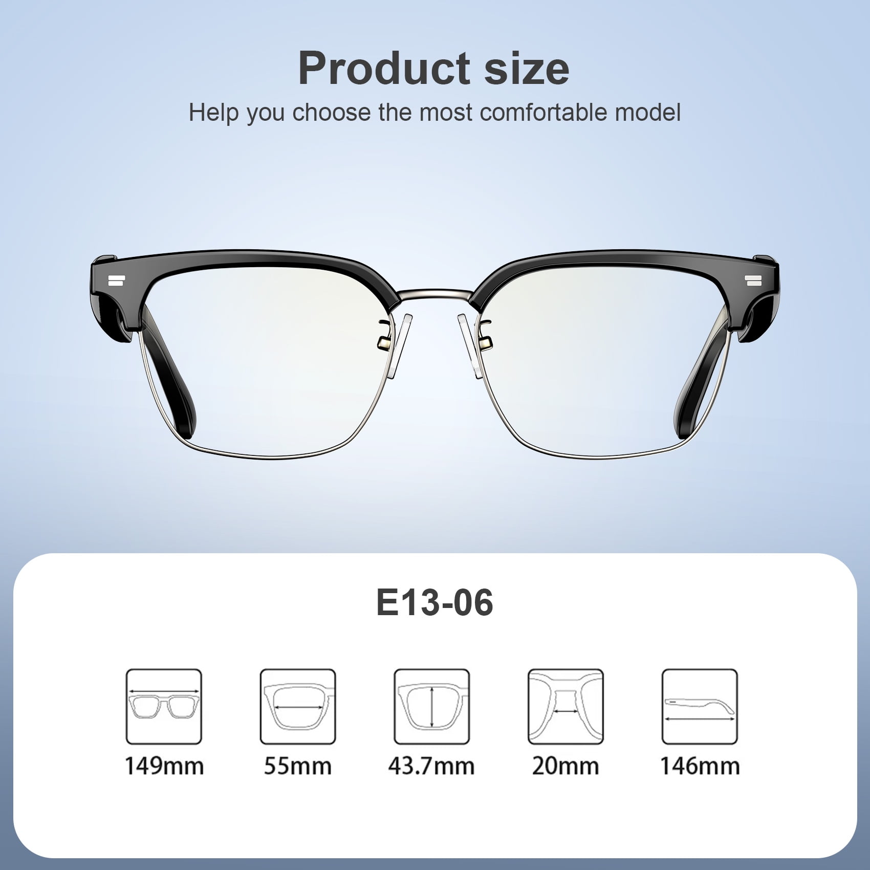 Blackview Smart Glasses Wireless Bluetooth Anti-blue Light Lens Outdoor Sports Hands-free Calling Music Eyeglasses