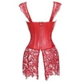 thumbnail image 4 of Miss Moly Gothic Burlesque Corset Dress Lace Skirt Faux Leather Bustier Zipper Red M, 4 of 4