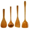 thumbnail image 1 of 4pc Wooden Kitchen Utensil Set - Non-Stick Pan Safe Cooking Tools (Wok Spatula, Frying Spatula, Soup Spoon, Rice Spoon), Heat-Resistant Ergonomic Wooden Utensils for Home Cooking & Serving, 1 of 9
