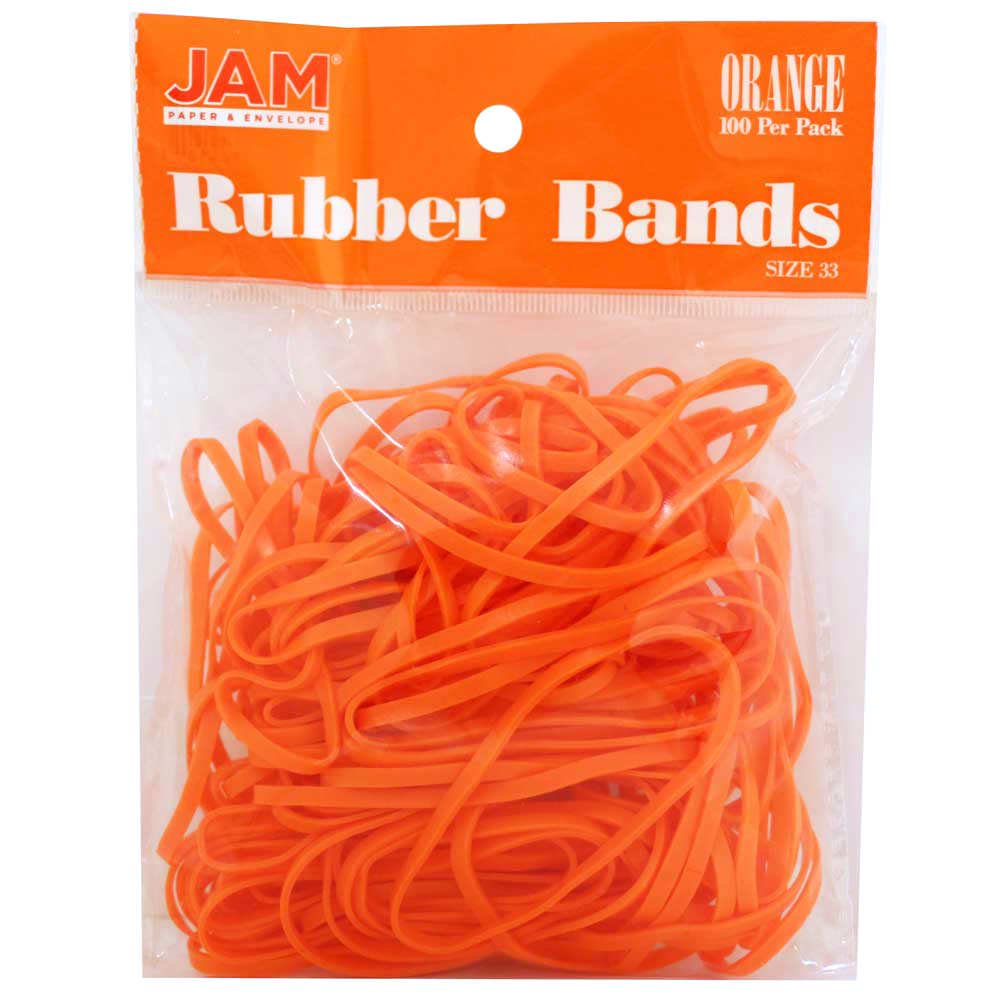 JAM Rubber Bands, Size 33, Orange Rubberbands, 100/Pack