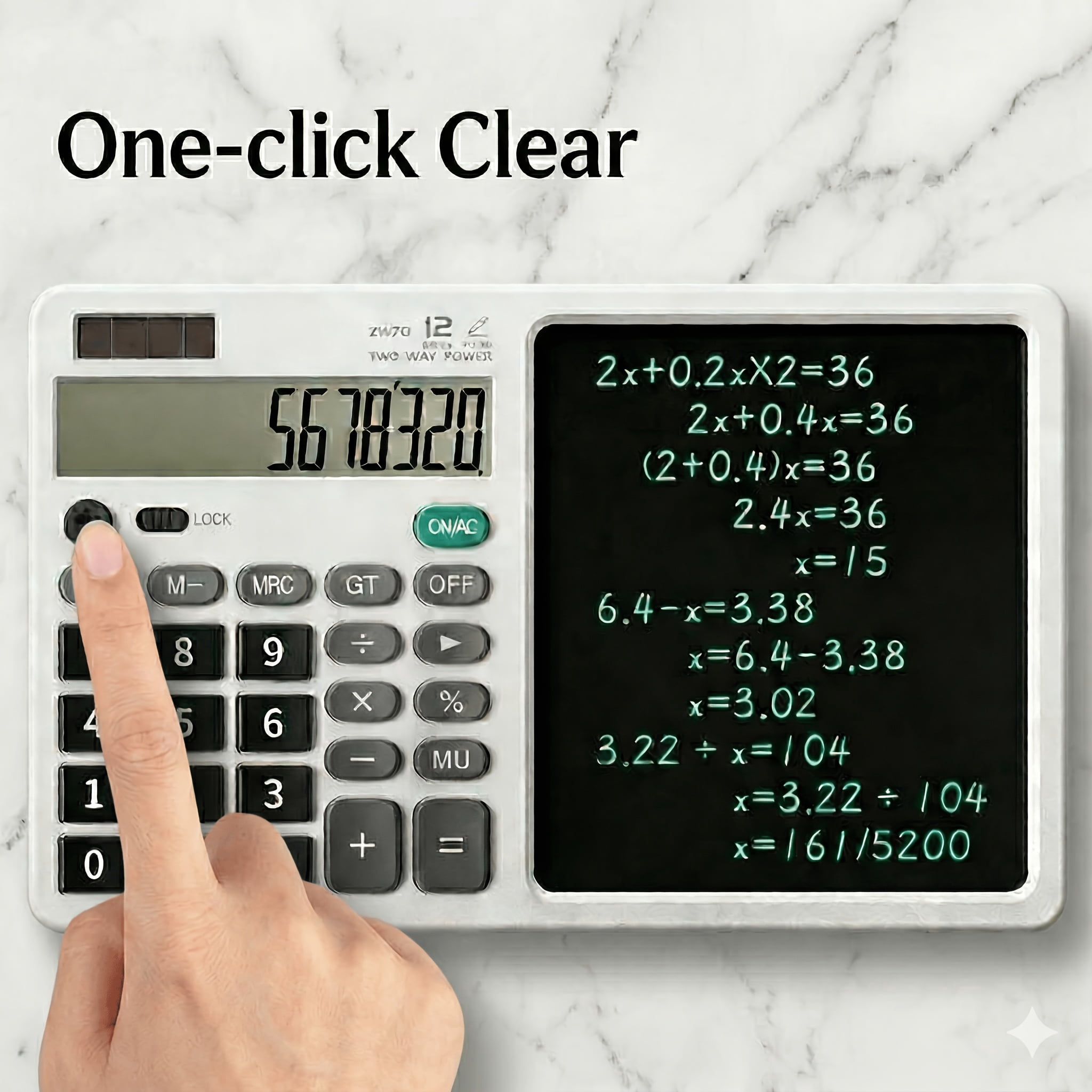 LCD display calculator tablet with recording backup portable for office students and professional use