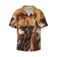 thumbnail image 2 of Lsque Western Cowboy Guinea Pig print Men's Cuban Collar Short Sleeve Shirt Summer Beachwear Casual Button Down Fashionable Vacation Leisure Shirt-3X-Large, 2 of 7