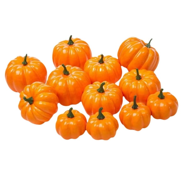 12 calabazas decorativas, calabazas de cosecha, accesorios de fotografía naranjas, calabazas artificiales, calabazas de espuma para otoño, Acción de