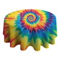 thumbnail image 4 of Colorful Rainbow Tie Dye Spiral Pattern Round Tablecloth 60"x60",Wrinkle Wipeable Table Cloth for Kitchen Dining Room Picnic Patio Party, 4 of 6