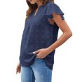 thumbnail image 3 of Womens Blouse V Neck Ruffle Sleeve Flowy Shirts Dressy Casual Cute Summer Tops Navy Blue XL, 3 of 9