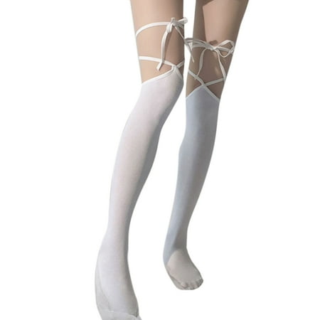 

SIEYIO Women Lolita Thigh High Socks Gothic for Cross Lace-Up Bandage Over Knee Stockin