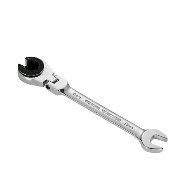 Llave de Trinquete de Cabeza Abierta Métrica, Diseño de 72 Dientes, Cabezal Ajustable a 180°, Acero Al Vanadio, Alto Torque, Acabado Resistente a La Oxidación, Ajuste Rápido, Ideal para Espacios Estr