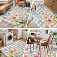 thumbnail image 5 of Wildflowers Area Rugs 4'x6', Washable Small Throw Rugs for Office Bathroom, Spring Watercolor Tulip Floral Leaf Grey Plaid Indoor Outdoor Rug Non-Slip Low Pile Carpet Runner Reversible Floor Mats, 5 of 8