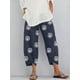 thumbnail image 3 of Pantalones holgados con bolsillos y cintura elástica con estampado de diente de león para mujer, 3 of 6