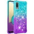 thumbnail image 3 of case for Samsung Galaxy A02 Women Case,Samsung Galaxy M02 Creativity Clear Gradient Quicksand Glitter Flowing Liquid Floating Case Bling Diamond Sparkle Cover for Galaxy A02 JB Bluish Violet, 3 of 14