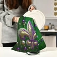 thumbnail image 6 of Coolnut Mardi Gras Lily and Shimmer Beads Kitchen Dish Towel Set 1Pcs,Dishcloths Sets Fast Drying Kitchen Towels Tea Towels Gift Set for Drying Cleaning Cooking Baking266 Wash cloth, 6 of 7
