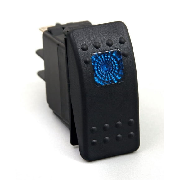 Daystar Interrupteur Multi-Usages KU80011 Interrupteur à Bouton-Poussoir; 20 Amp Max; Interrupteur à Bascule; Allumé; Interrupteur Noir avec Bouton Lumineux Bleu
