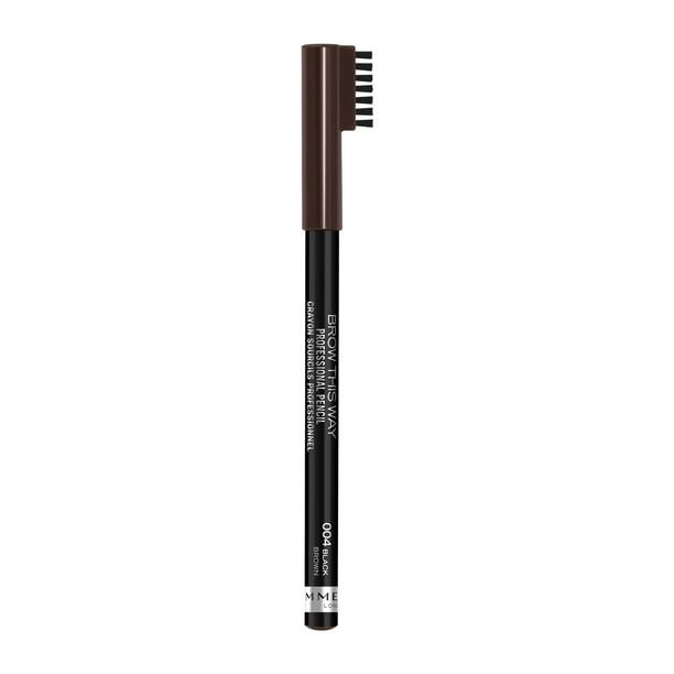 RIMMEL Brow This Way Professional Eyebrow Pencil, 004 Black Brown, 0.05