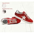 thumbnail image 4 of LUCKY STEP Stylish Star Low Top Lace Up Sneaker Comfort Walking Shoes,Red Glitter,Womens, 4 of 10