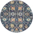 thumbnail image 1 of homeroots home decor 385237 5’ Round Navy Blue Floral Buds Area Rug, 1 of 1