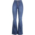 thumbnail image 1 of Pantalones vaqueros de mujer, de cintura alta, con pierna ancha, acampanados, elásticos, estilo boyfriend, informales, XXL, 1 of 5