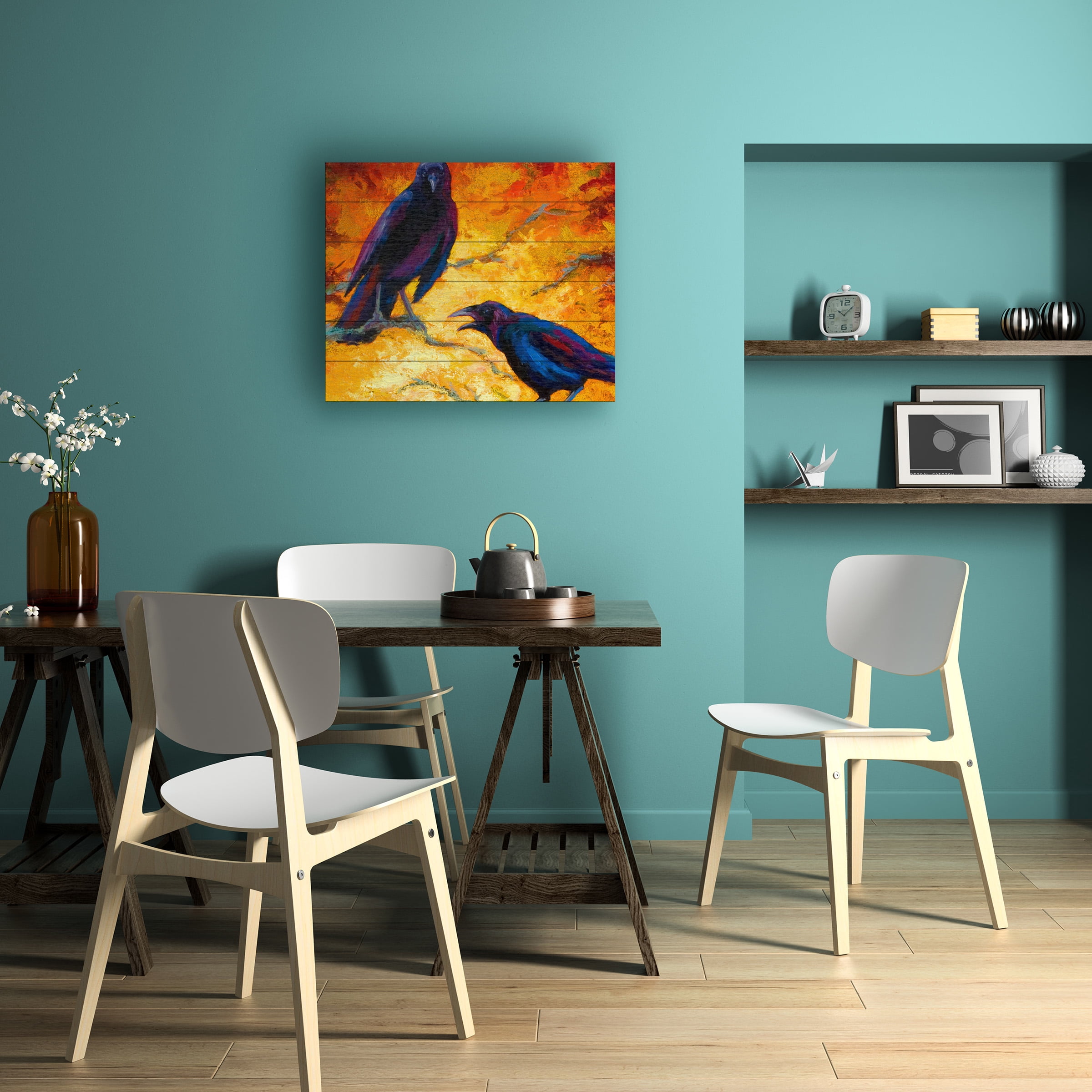 Marion Rose 'Crows 9' Wood Slat Art