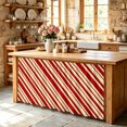 thumbnail image 5 of Red Brown Striped Sink Skirt for Bathroom, Self-Adhesive Under Sink Curtain, Modern Geometric Minimalist Lines Hide Pipes & Storage Fabric Cabinet Skirt Cover for Kitchen Laundry 32"x55", 5 of 8