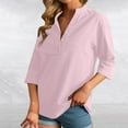 thumbnail image 5 of 3/4 Sleeve Women's Top Casual Loose Round Neck T Shirt Cute Solid Color Long Version Top Loose Tees for Women Short Sleeve Shirt Solid Womens Shirts Tan Raglan Shirt Women Petite Turtleneck Womens, 5 of 5