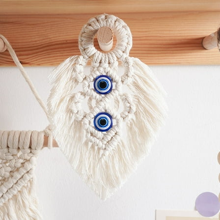 KAKOWELY Tassel Wall Hanging Decor Wood Macrame Art 1Pack 6.7x3.9in