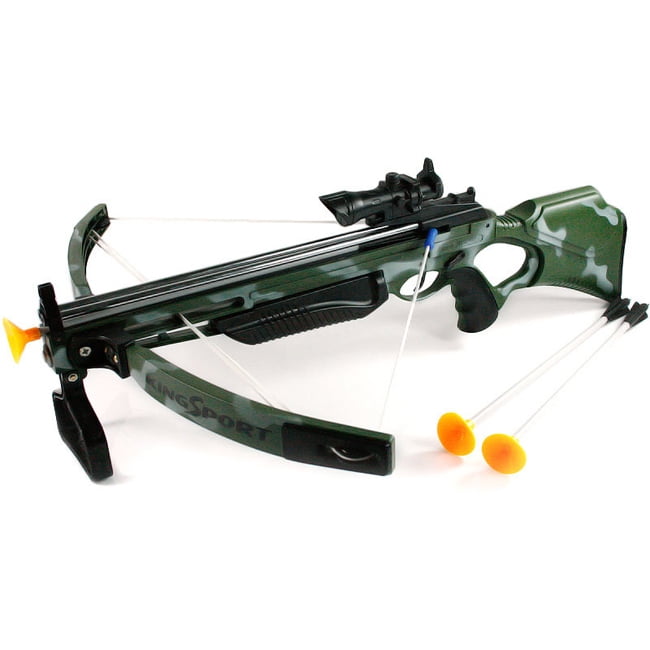 30'' Deluxe Action Military Crossbow Set W/ Scope & Suction Cup Arrows NEW Fun 